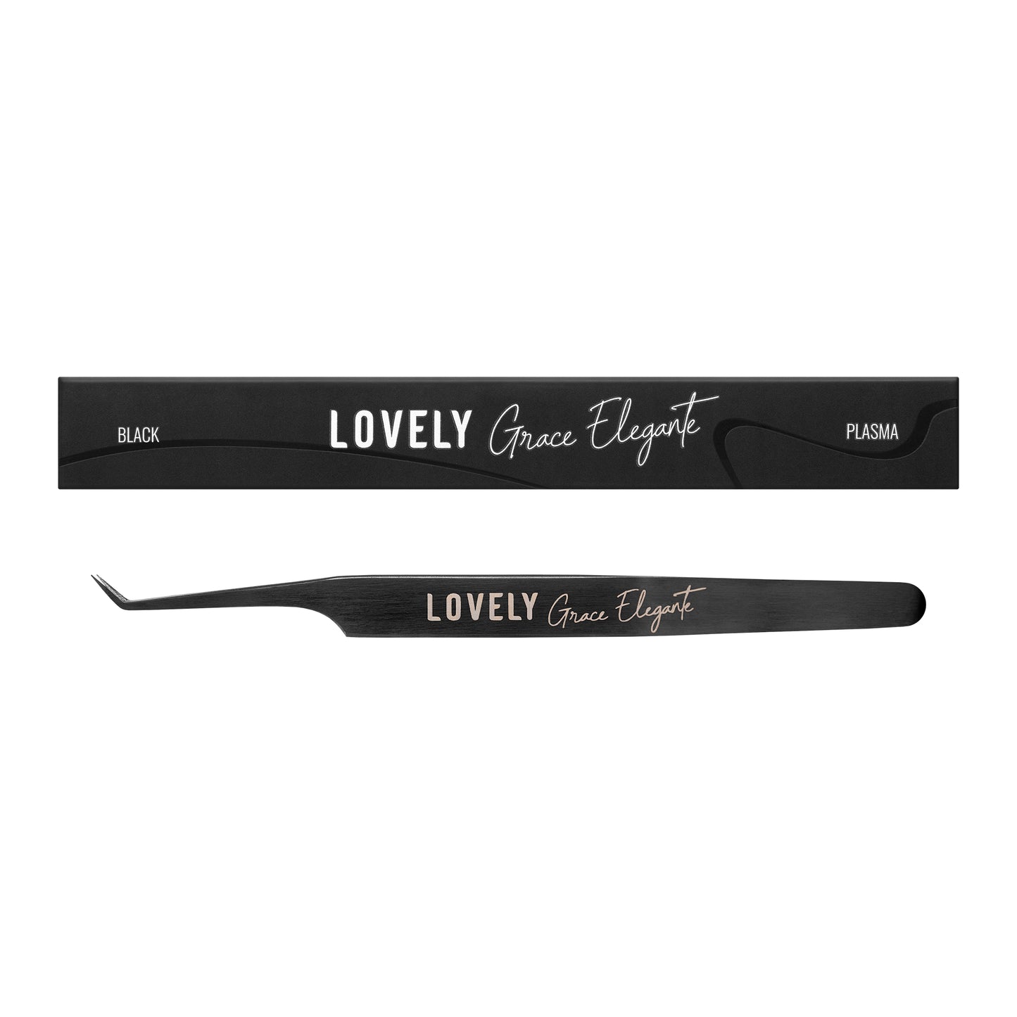 Eyelash Extension Tweezers NanoFiber Lovely, Grace Elegante Black series, 45 degrees, 7 mm