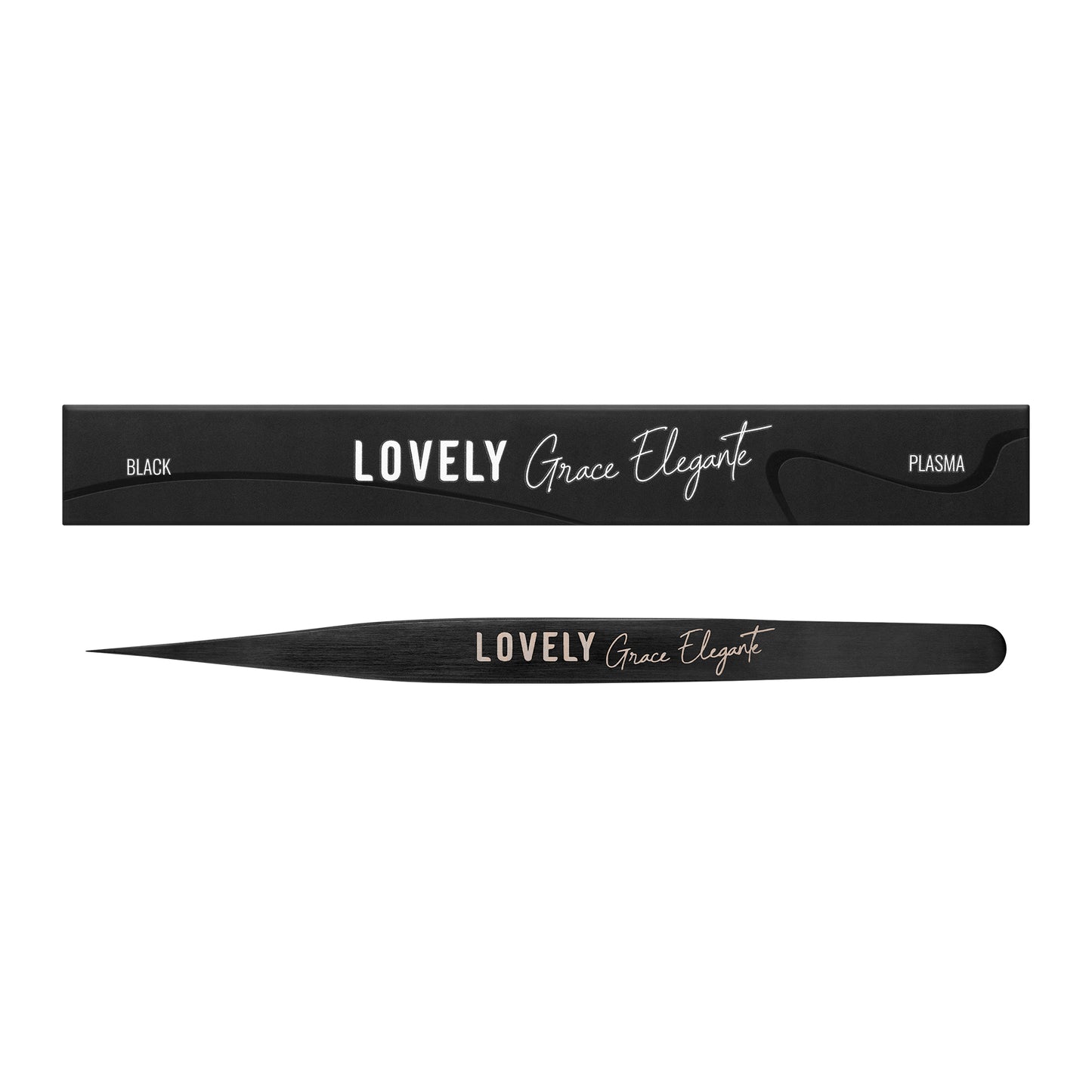 Standard Straight with band Eyelash Extension Tweezers NanoFiber Lovely, Grace Elegante Black series
