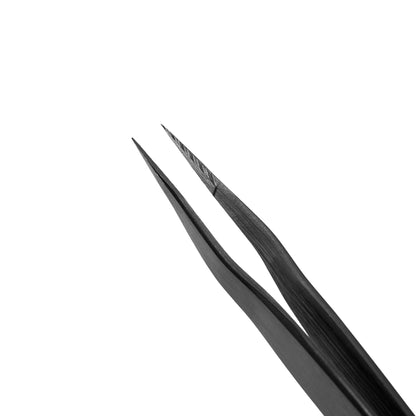 Standard Straight with band Eyelash Extension Tweezers NanoFiber Lovely, Grace Elegante Black series